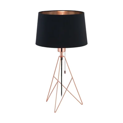 CAMPORALE Lampa stołowa E27 IP20 miedziana z czarnym abażurem