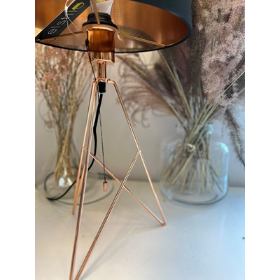 CAMPORALE Lampe de table E27 IP20 cuivre avec abat-jour noir