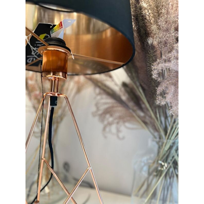 CAMPORALE Lampe de table E27 IP20 cuivre avec abat-jour noir