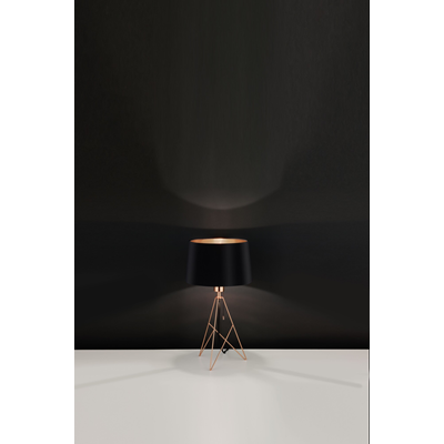 CAMPORALE Lampe de table E27 IP20 cuivre avec abat-jour noir