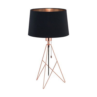 CAMPORALE Table lamp E27 IP20 copper with black shade