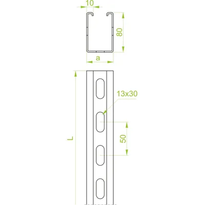 Canal de montaje CMT80H80/3, espesor de la chapa: 3 mm