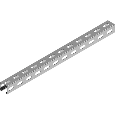 Canal de montaje galvanizado, largo 2 m, ancho 41 mm, alto 41 mm