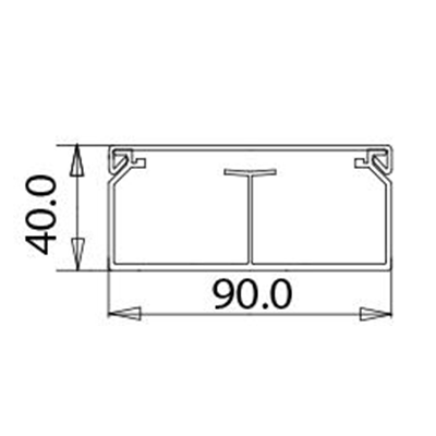 canal electrico PVC 90x40, blanco, 2m, con espaciador RO90 4 uds., con tabique simétrico fijo