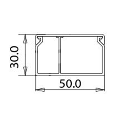 canal électrique PVC 50x30 blanc, avec une cloison fixe asymétrique, 2m