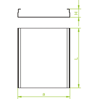 Canale zincato, larghezza 250mm, lunghezza 3m, altezza 28mm