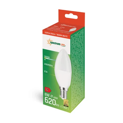 Candela LED E-14 230V 8W Spettro WW