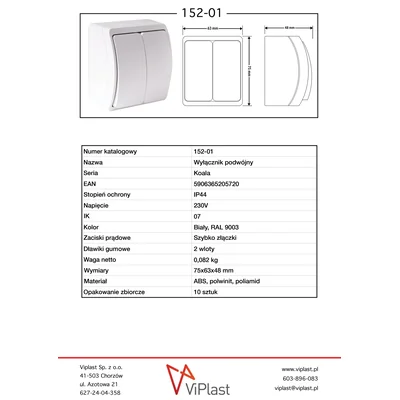 Candlestick switch n/t IP44 white, Koala