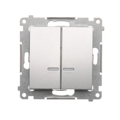 Candlestick switch with LED backlight and for the 230V version (module), silver metallic