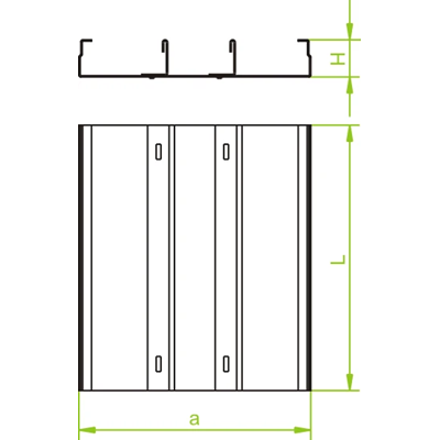 Caniveau galvanisé à trois voies, largeur 350 mm, longueur 3 m, hauteur 38 mm