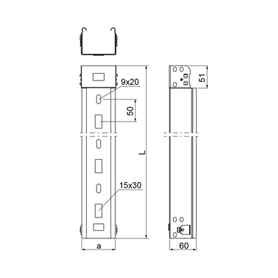 Caniveau galvanisé largeur 75mm longueur 3m hauteur 60mm