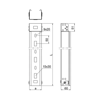 Caniveau galvanisé largeur 75mm longueur 6m hauteur 60mm