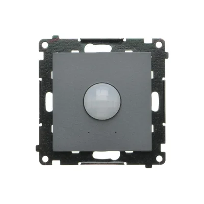 Capteur de mouvement Simon 55 WMDR-001R10-116 avec relais 16 A, 230 V~ (module). Modes : AUTON, MARCHE, ARRÊT, SIMULATION. Couvercles PCR/... inclus ; finition graphite mat