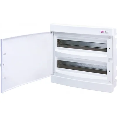 Carcasa empotrada ECM 2x18PO-s, 2 filas de 18 módulos, puertas blancas.