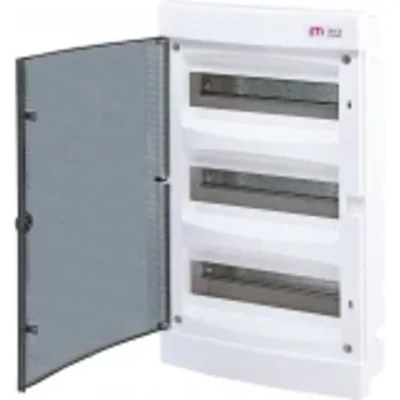 Carcasa empotrada ECM36PT-s, 3 filas de 12 módulos, puerta transparente.