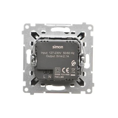 Cargador Simon 54 WMDZ-C2USBx-049, 2 x USB (módulo), 2,1 A, 5 V CC, 230 V; negro