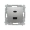 Cargador Simon 54 WMDZ-EC2CAx-043 2xUSB C+A Carga rápida 5/9/12V (módulo), 3.1 A, 5V CC, 230V; plata mate. Sustituto del fin de producción: DEC2CAQ.01/43