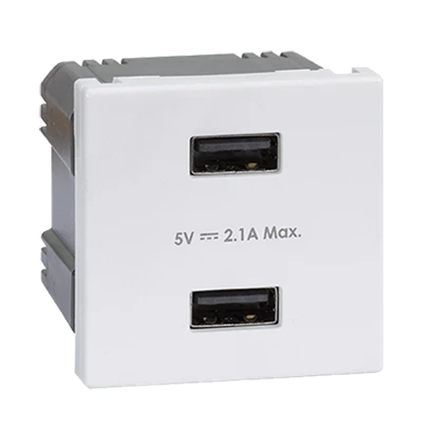 Cargador USB K45 2x USB 2.0 - A 5V DC 2.1A blanco puro