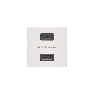 Cargador USB K45 2x USB 2.0 - A 5V DC 2.1A blanco puro