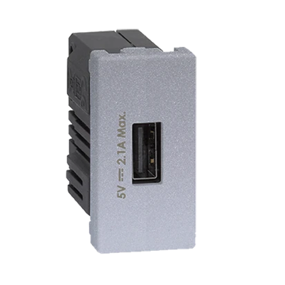 Cargador USB K45 USB 2.0 - A 5V DC 2.1A aluminio