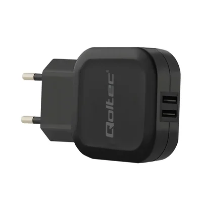 Caricabatterie da parete Qoltec 12W | 5V | 2.4A | 2xUSB