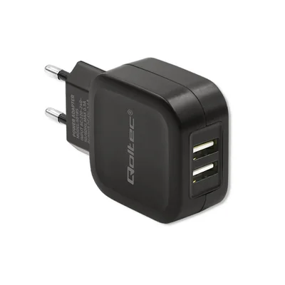 Caricabatterie da parete Qoltec 12W | 5V | 2.4A | 2xUSB