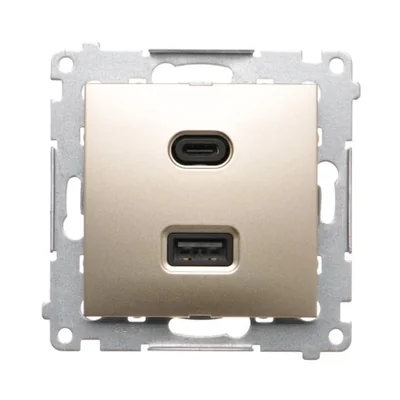 Caricabatterie Simon 54 WMDZ-EC2CAQ-044 USB C+A (modulo), 30W, 230V; oro opaco