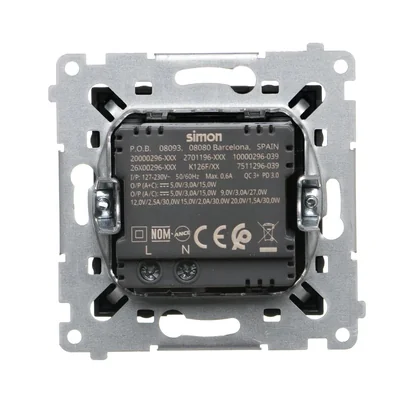 Caricabatterie Simon 54 WMDZ-EC2CAQ-049 USB C+A (modulo), 30W, 230V; nero