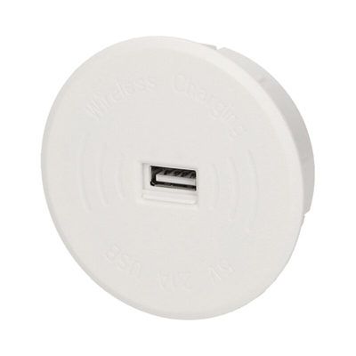 Caricabatterie wireless con porta USB, bianco