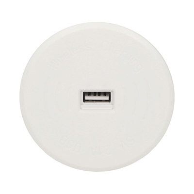 Caricabatterie wireless con porta USB, bianco