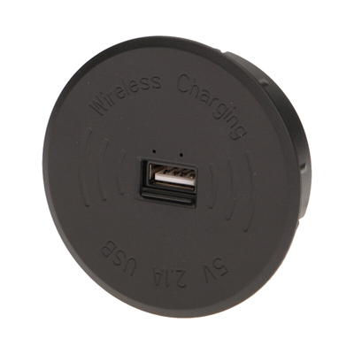 Caricabatterie wireless con porta USB, nero