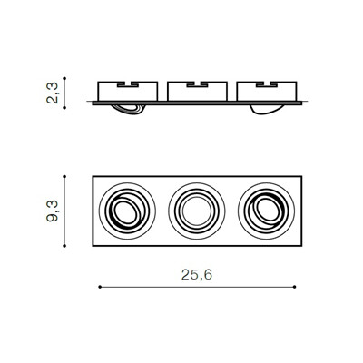 Caro 3 Cuadrado (blanco) conecta GU10 3x Max 50W ALUMINIO