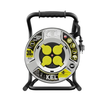 Carrete de cable de extensión PB-HEAVY/D/K/30M/3X2.5/H05RR HEAVY LINE; 4x2p+Z; IP44; 16A; H05RR-F; 3x2.5; 30m; negro