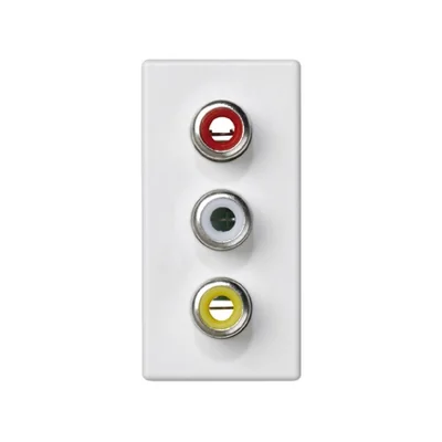 Carte K45/2, 3x RCA (CINCH) 22, connecteurs 5x45mm + inserts, bornes à vis, blanc pur