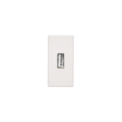 Carte K45/2 connecteurs USB type A femelle 22, 5x45mm + prise, bornes à vis, blanc pur