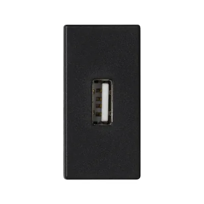 Carte K45/2 USB type A femelle 22, 5x45mm + prise, gris graphite