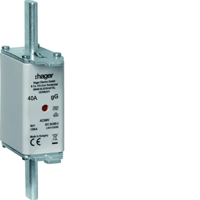 Cartouche fusible à lame NH1C gG avec indicateur central 40A 500V