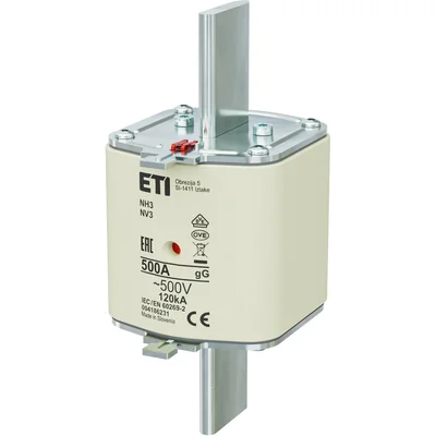 Cartouche fusible industrielle à fusion lente KOMBI WT-3/gG 500A K