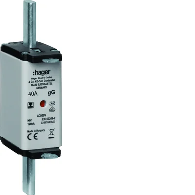 Cartouche fusible NH1C gG avec indicateur central support isolé 40A 500V