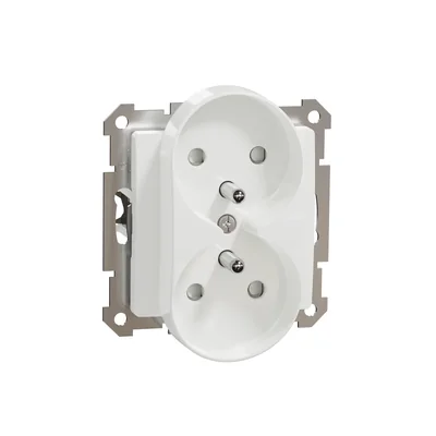 Casquillo 2x2P+PE con obturador para marcos Sedna Design, Sedna Design, blanco