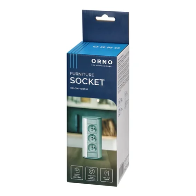 Casquillo para muebles 3x2P+Z, gris-plata
