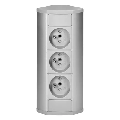 Casquillo para muebles 3x2P+Z, gris-plata