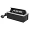 Cassetta portaoggetti NOEN Furniture da incasso nel piano del tavolo con cornice in PVC integrata per prese modulari 3 x 45x45 mm o 6 x 22,5x45 mm, cavo da 1,5 m, argento.