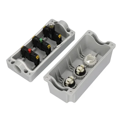 Cassette completo de 3 orificios con accionamiento LC, KC, KZ y 2 casquillos M20, ceniza 230V