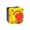 Cassette noire et jaune, arrêt de sécurité, interverrouillé 40 mm (1NC) avec plaque d'inscription "Arrêt d'urgence"