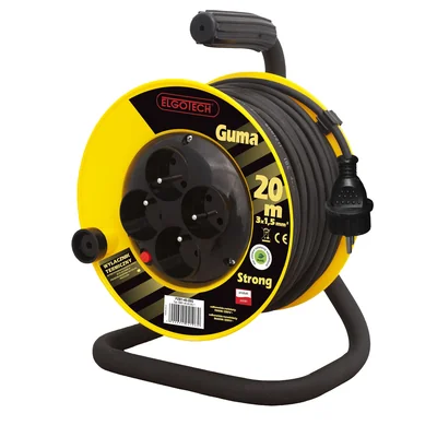 Cavo prolunga a bobina 4 prese c/e 20m H05RR-F 3x1,5 nero