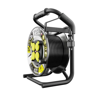 Cavo prolunga a bobina HEAVY LINE 4x2p+Z IP44 16A H05RR-F 3x2,5 25m nero
