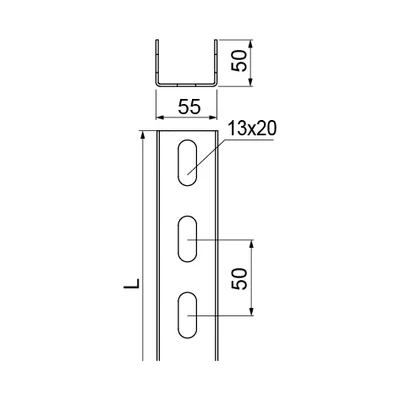 CC55H50/3 Canale, spessore lamiera - 2 mm