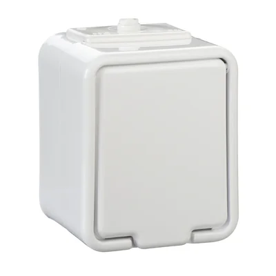 CEDAR Prise simple SCHUKO avec volets IP44 blanc