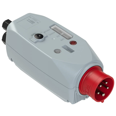 CEE-Stecker mit Phasenwender mit Motorschutz, mit Kontrollleuchte mit Drehrichtungsanzeige 16A 3P+N+N 400V 50/60Hz 6h IP44 (Einstellbereich: 9,0-12A; Schütz (AC3): 5,5 Kw)